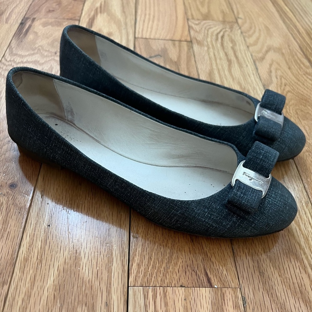 Salvatore Ferragamo Denim Ballet Flat